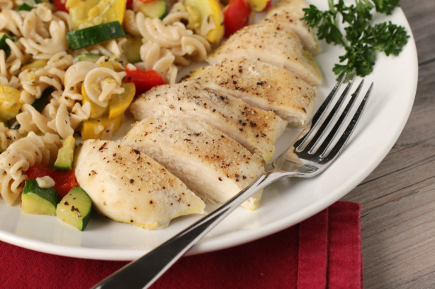 Directions Baking chicken breasts in the oven with potatoes and a mixture of garlic, brown sugar and lemon amps up the flavor of a simple, comforting dish. Get the Recipe: Garlic Chicken and Potatoes.